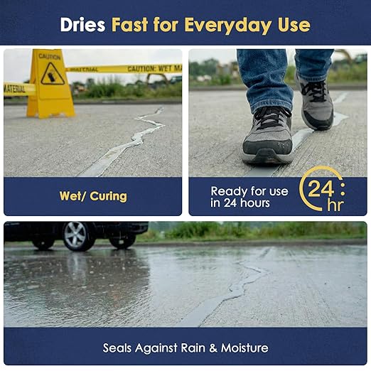 Self-Leveling Concrete Crack Filler – High Elasticity Waterproof Cement Sealant, Total 142oz Fast-Drying DIY Outdoor Concrete Joint Repair Seal Glue for Driveway, Sidewalk, Patio, Garage Floor - 6Pack