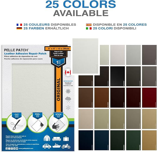 White Leather Repair Kit - 25 Colors Available - Original 5x8 - White