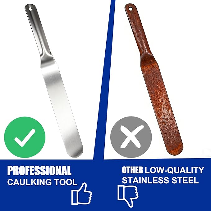 Caulking Spatula Set, 958-G01 7-Piece Stainless Steel Caulking Kit with Spatulas for Efficient,Widths from 3/8" to 1-1/2,Professional-Grade Caulk Finishing