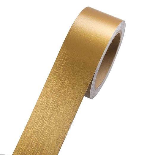 Peel and Stick PVC Self-Adhesive Border Trim, 2 Inch X 39 Ft PVC Baseboard Molding Trim Repair Tape, Light Brown Mirror Tape Border for Home Kitchen, Dining Room, Office, Bathroom