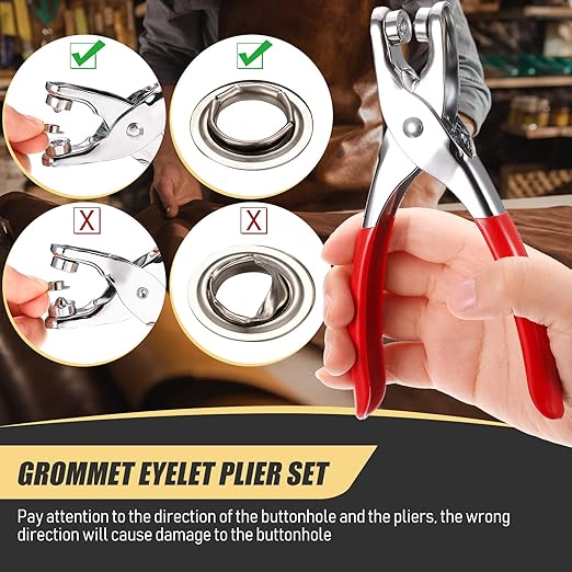 Mudder 301 Pcs Grommet Eyelet Pliers Tool Kit, Fabric Leather Hole Eyelets and Grommets Punch Pliers with 300 Metal Eyelets for Belt Shoes Cloths(1/2 Inch,Gold, Silver)