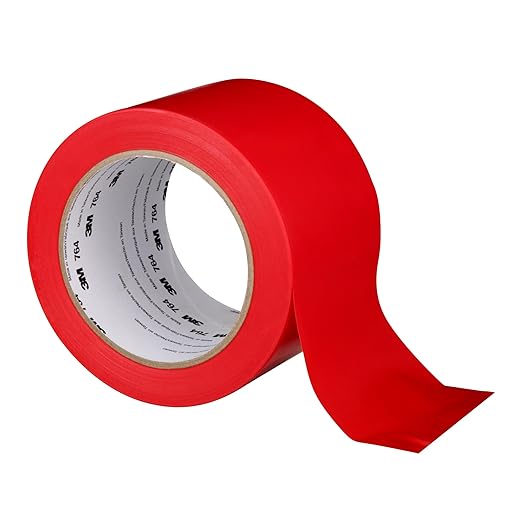 3M Vinyl Tape 764, General Purpose, 3 in x 36 yd, Red, 1 Roll, Light Traffic Floor Marking Tape, Social Distancing, Color Coding, Safety, Bundling