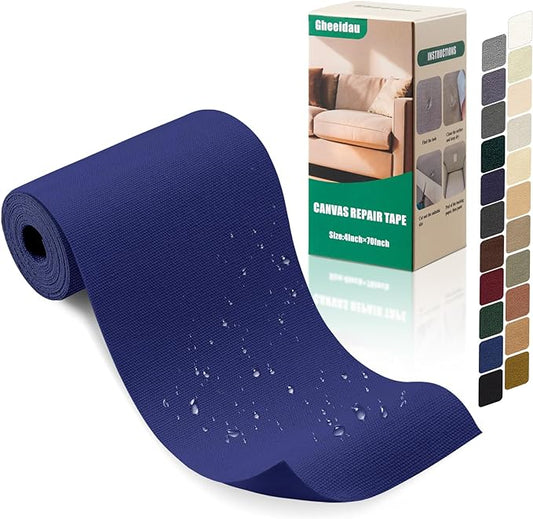 Gheeidau Canvas Repair Tape 4×70 Inch Waterproof Self-Adhesive Fabric Repair Patch for Repairing Boat Covers,Tents,Patio Umbrellas,Car Seats,Luggage,Sofas.(Dark Blue)