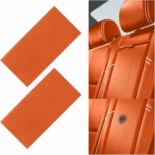2PCS PU Leather Patch for Car Seat Repair,Self-Adhesive Leather Repair Patch Tape Vinyl Repairs Kit,Portable Car Leathers Repairs Kit for Cars Upholstery Seat,Furniture (Orange)