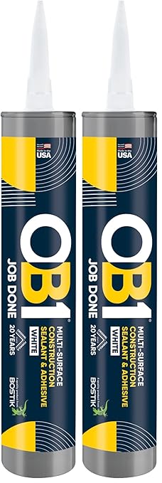 OB1 Universal Caulk Sealant & Adhesive White 10.1oz | Professional Grade Premium All-in-One Advanced Hybrid 2-in1 | Water Resistant Internal & External | Shrink Crack UV & Fade Resistant | 1 Cartridge