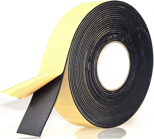 Foam Insulation Tape Adhesive High Density, Seal, Doors, Weatherstrip, Waterproof, Plumbing, HVAC, Windows, Pipes, Cooling, Air Conditioning, Weather Stripping, Craft Tape (33 Ft- 1/8" x 2")