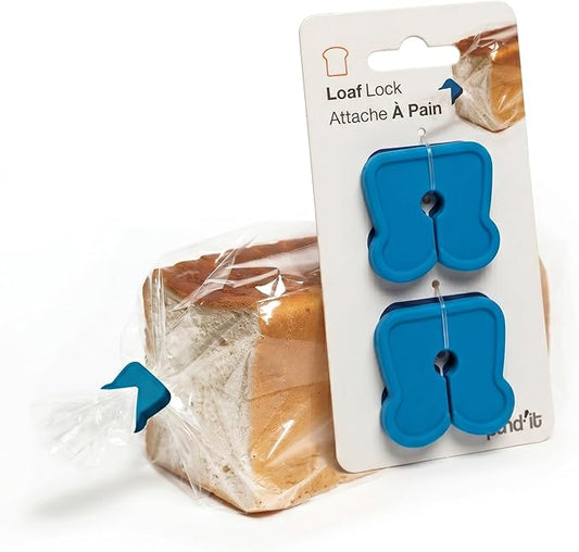 Pund'it Loaf Lock Bread Clips, Set of 2 Silicone Bagel Bag Clips, Navy