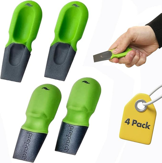 Prepara Thumb Scraper, 4-Pack - Durable Kitchen Cleaning Tools with Ergonomic Grip, BPA-Free Plastic & Nylon, Dishwasher Safe Scrapers for Removing Stuck-On Food from Pots, Pans, Surfaces