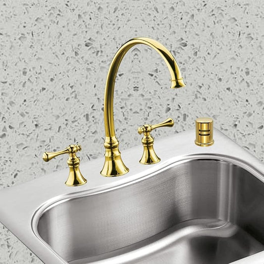 Dishwasher Air Gap Kits with Dishwasher Air Gap Cover and Matching Escutcheon, Replacement air gap dishwasher,Solid Brass Air Gap Cap, Polished Brass Finish