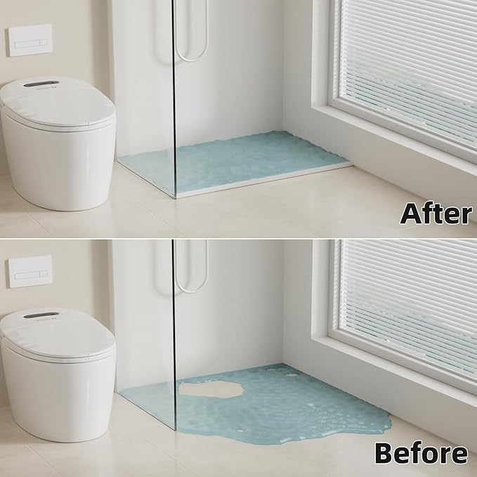 78 inch Shower Threshold Water Dam Barrier Water Stopper, Glass Shower Door Bottom Seal Strip, Silicone Rubber Kitchen Sink Splash Guard for Countertop, Bathtub, Bathroom（White）