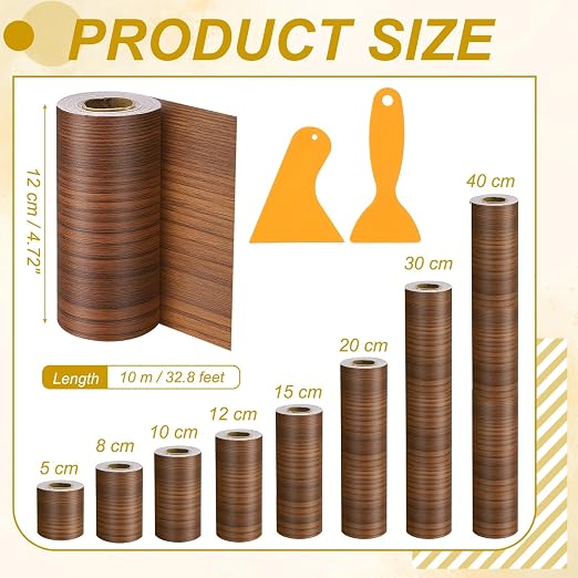 PATIKIL Wood Grain Repair Tape, 5" x 33' Self Adhesive Realistic Wood Tape with Scraper Durable Repair Patch for Furniture Floor Window Door Table DIY Home Decor, Teak