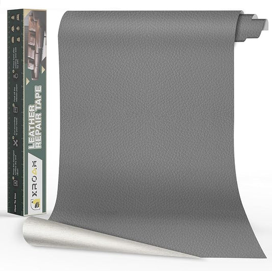 Leather Repair Tape, 16x79 inch Leather Patches for Furniture, Self Adhesive Leather Repair Patch for Sofas, Couches, Leather Covers, Seats, Chairs, Vinyl Repair Tape Light Gray
