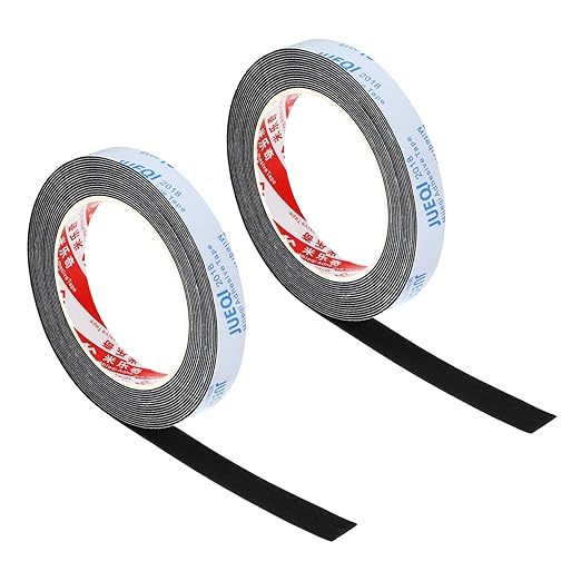 PATIKIL 5/8" W x 3/64" T x 16.4Ft EVA Single Sided Foam Tape, 2Pcs Multipurpose Sealing Strip Foam Waterproof Weather Stripping Foam Sealing Foam Strips with Adhesive for Door, Black
