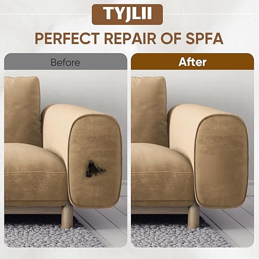 Couch Patch Repair Fabric,6-Piece Self-Adhesive Microfiber Patches,Quick Fix Sofa Chair Car Seat,Furniture,Upholstery Repair Kit. (Light Brown)