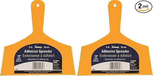 Homax Adhesive Spreader, Yellow, 8", 1/8" Tooth, Spreader for Indoor Carpet, 1 Count (Pack of 2)