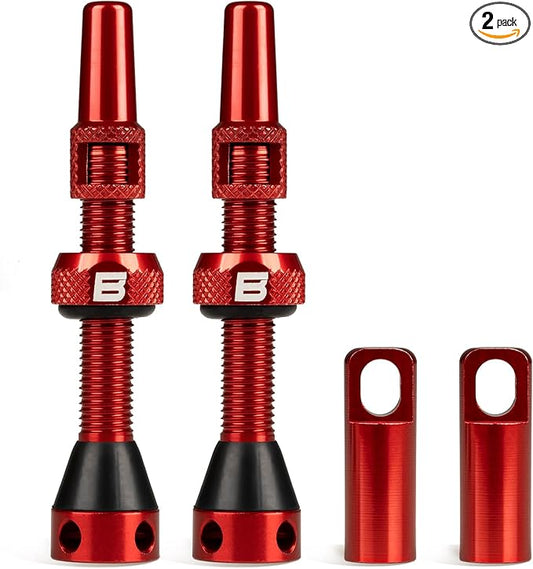 BWSHLF Tubeless Presta Valve Stem 40/44/55/60/65/80/100 mm, Super Light Alloy Presta Valve Stem Kit with Valve Core Remover Tool and Valve Stem Caps - Multiple Color and Size Options(Pair)
