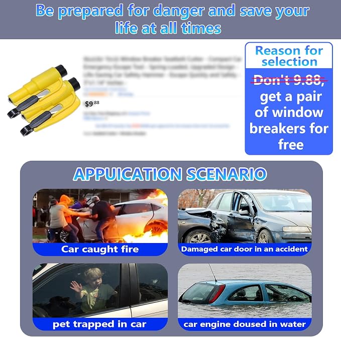 【Compatible with Toyota Camry】 Seat Gap Filler，No Drop Seat Guard Compatible with Toyota Camry,Drop Seat Guards for Cars(2Pcs),Emergency Keychain Car Escape Tool(2Pcs)