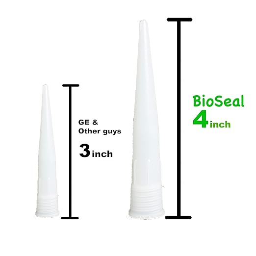 Clear BioSeal 100% Silicone Sealant Caulk Kitchen and Bath Grade, Waterproof and No Odor No Color Change 10.1 Ounce Cartridge, Clear