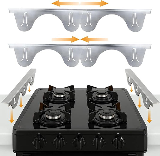 Linda’s Essentials Stainless Steel Stove Gap Covers (2 Pack) Adjustable Length 13.8" to 27.5" Stainless Steel, Steel Adjustable Gap Covers, Counter, Oven & Stove Gap Filler