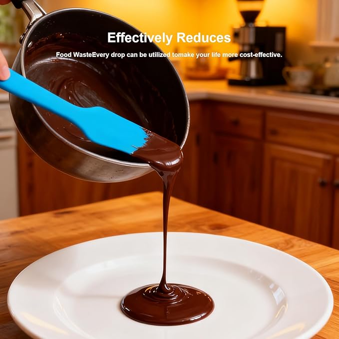4 Pcs Silicone Jar Spatula Set, Long Handle Heat Resistant Skinny Spatulas for Jars & Bottles, Non-Stick Flexible Scrapers for Baking, Mixing, Jam, Cake Cream & Butter Spreading(4 colors）