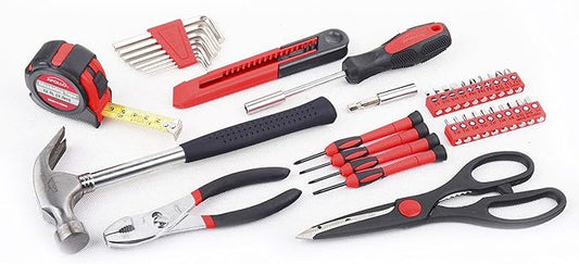 Apollo Tools Original 39 Piece General Household Tool Set in Toolbox Storage Case with Essential Hand Tools for Everyday Home Repairs, DIY and Crafts Red/Black - DT9706