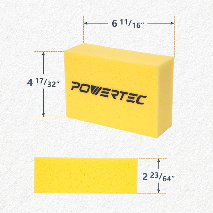 POWERTEC 14031 4-1/2 Inch Diamond Saw Blade for Angle Grinder – 1pk Super Thin Turbo Mesh Rim Blade for Cutting Porcelain, Granite & Ceramic Tile w/ 4pk Large Square Grout Sponge – Tile Grout Removal