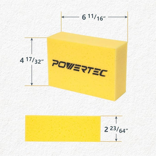 POWERTEC Large Square Grout Sponge – Professional Tile Grout Removal Cleaning Sponge – Heavy-Duty Absorbent Sponge, Multi-Purpose Cleaning Tool for Floors, Kitchen, and Bathroom – 16PK (72106-P4)