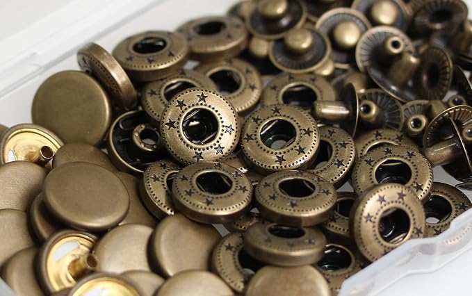BetterJonny 24 Sets Heavy Duty Leather Snap Fasteners Kit, 15mm Metal Snap Buttons Press Studs Leather Rivets Snaps with 4 Setter Tools for Clothes Bracelet Jackets Jeans, 3 Color