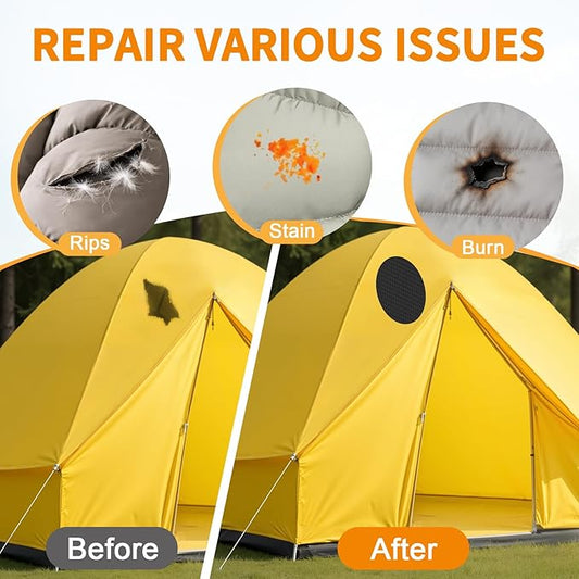 Waterproof Self-Adhesive Fabric Repair Tape - Tent Repair Kit,4pcs Nylon Fabric Patches for Jacket, Clothes, Puffer Down Jacket,Sleeping Bag, Outdoor Gear Tenacious Repairs Tape, Black