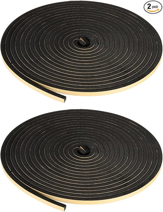PATIKIL Foam Insulation Tape, 2Pcs 3/8" W x 3/8" t x 32.8FT Self Adhesive Weather Stripping Door Seal Strip for Door Window Air Conditioning, Black