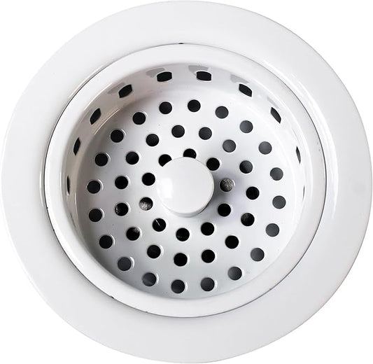 Westbrass D214-50 3-1/2" Post Style Large Kitchen Sink Basket Strainer, Powder Coat White