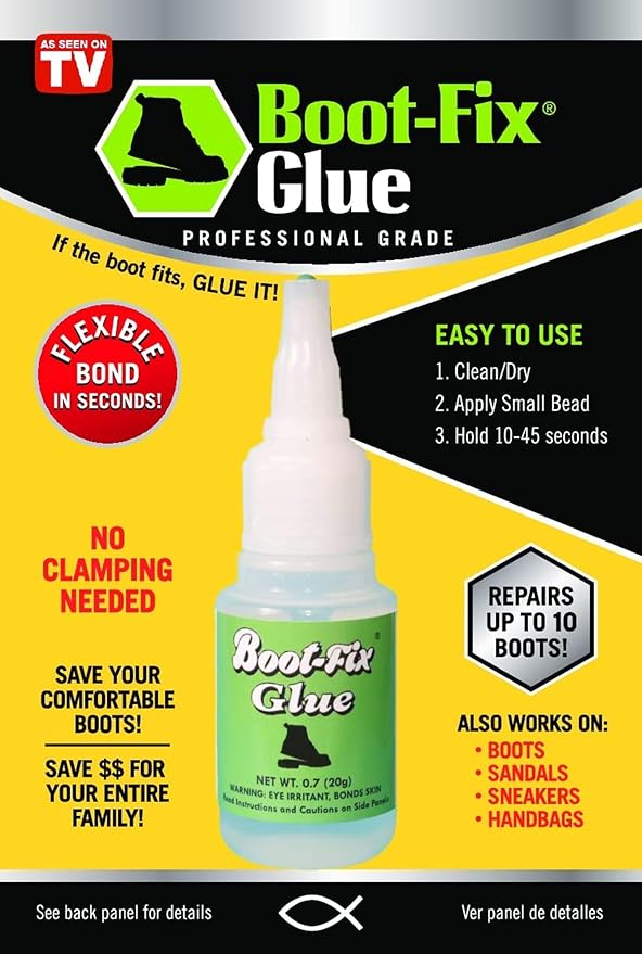 Shoe Glue – Professional Grade Shoe Repair Adhesive for Boots, Shoes, & More – Instant Bond, Clear Drying, Flexible, & Durable – Perfect for Leather, Rubber, & All Footwear (20g Tube)