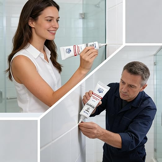 White Silicone Caulk – 1 Pack Tub Caulk Waterproof Sealant, Paintable Bathtub Caulk with Free Tools, 5.3 oz White Silicone Caulk for Bathroom Shower Sink Toilet and Kitchen