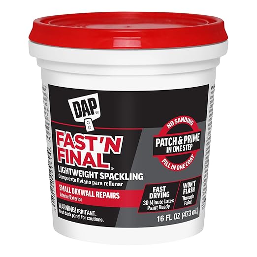 DAP Fast 'N Final Lightweight Spackling, White, 16 Oz (7079812141)