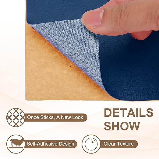 PATIKIL Leather Repair Patch, 2 Pack 10 x 24 Inch Self-Adhesive Vinyl Patch Furniture Tape Repair Kit for Sofas Couches Stools Chairs Cabinets Bags, Dark Blue