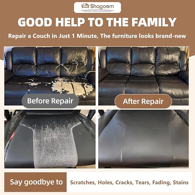 Shagoom Leather Repair Patch, 17X158 Inch Repair Patch Self Adhesive Waterproof, DIY Large Vinyl Patches for Couches, Furniture, Kitchen Cabinets, Wall （Beige, 17X158 Inch）