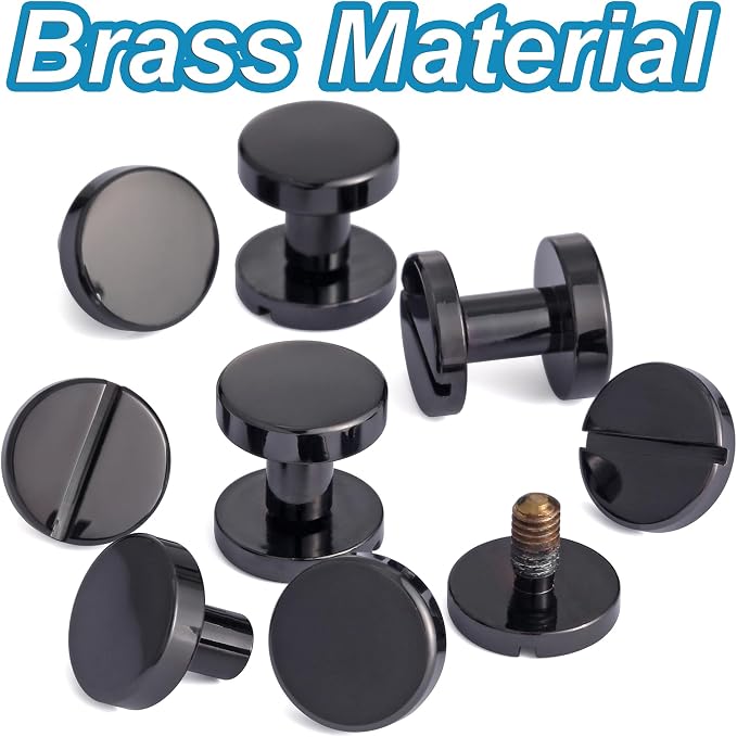Notgia 6 Sets 10x6MM Brass Chicago Screws Rivets for Leather Binding Screws Studs Purse Hardware Spikes and Studs for Repair Decorate Clothing Shoes Belt Collar Leather Craft (Gun Metal)