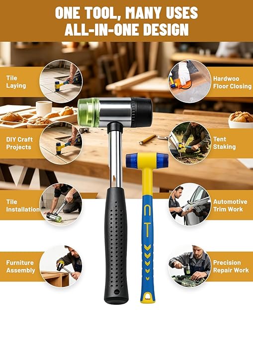 Laminate Floor Gap Fixer Tool Repair Kit, LVP Flooring Suction Cup Tool for Gaps, Heavy Duty Joint Puller Tools with 5 Reusable Sticky Pads & Rubber Mallet, Professional Hardwood Plank Closer (Orange)