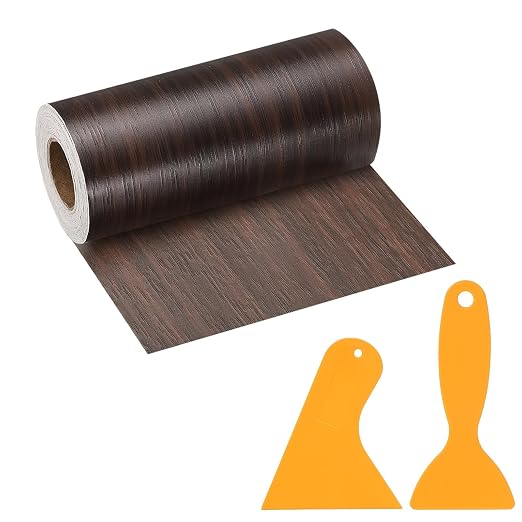 PATIKIL Wood Grain Repair Tape, 5" x 33' Self Adhesive Realistic Wood Tape with Scraper Durable Repair Patch for Furniture Floor Window Door Table DIY Home Decor, Black Walnut