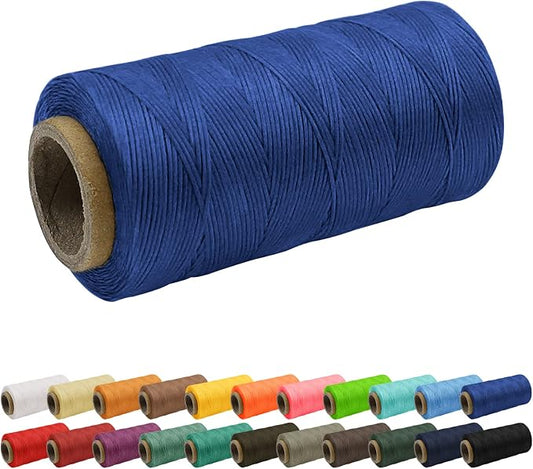JeogYong 1mm Waxed Thread, 284 Yards 150D Flat Leather Sewing Thread, Hand Sewing Waxed Cord for Leather Craft, Bookbinding, Shoes Repairing (Bright Blue)