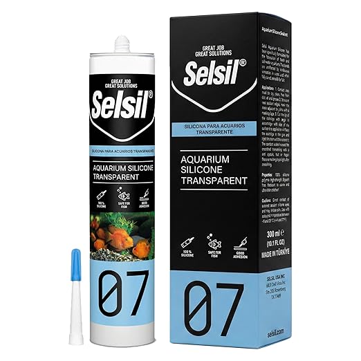SELSIL Aquarium Silicone Clear Sealant - High Elasticity, Safe for Fish, Solvent-Free, Ozone-Resistant, Transparent 10.14 Fl Oz, 1 Pack