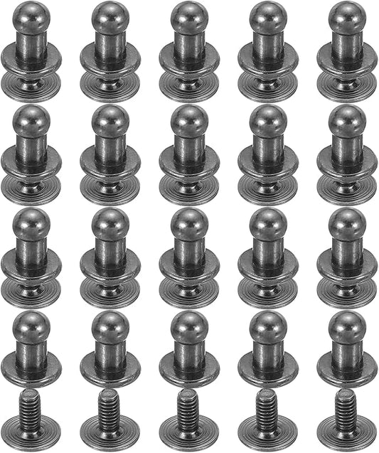 PATIKIL 4 mm Leather Rivets, 20 Sets Ball Head Stud Screw Back Round Head Button Chicago Screw Nipple Stud Rivet for Leather DIY Craft Handbag Belt Repairs, Black