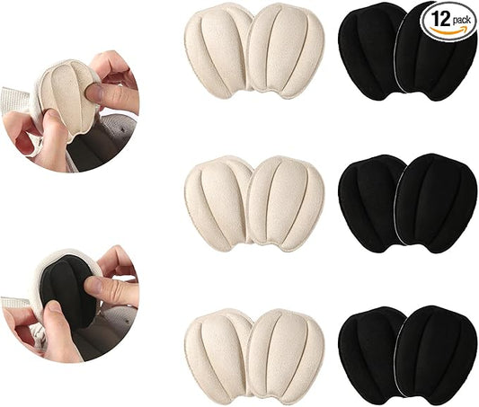 6 Pairs Forefoot Cushion Pads, Soft Shoe Tongue Pads Invisible Shoe Insert Self-Adhesive Felt Tongue Pads Non-Slip Shoe Back Sticker Shoe Filler for Women Men Loose Canvas Leather Shoe