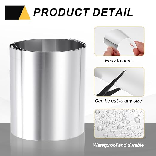 uxcell Aluminum Flashing Roll, 3in x 3.3ft Metal Roof Panels 0.15mm Waterproof Aluminum Sheet Roll for House Repair, Roof Flashing, Sealing Windows Doors, DIY Projects