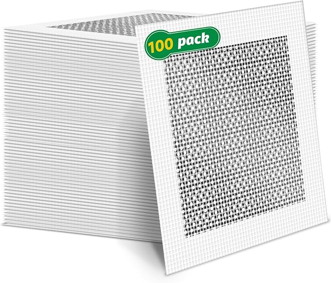 100Pcs 4 Inch Drywall Patch, Wall Repair Patches, Self-Adhesive Fiberglass Repair Kit Dry Wall Hole Repair Patch for Aluminum Metal Sheetrock Ceiling (4"x 4")