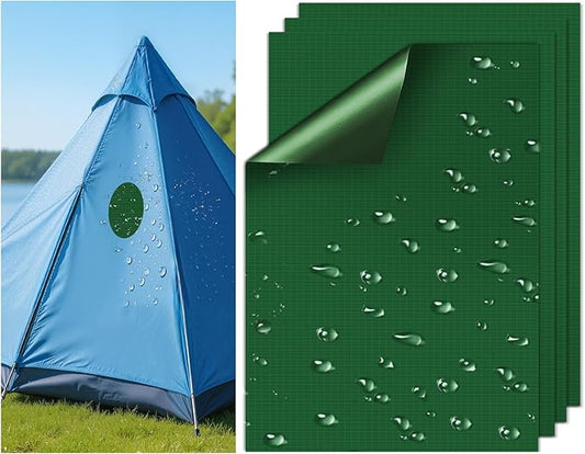 Waterproof Self-Adhesive Nylon Fabric Repair Tape - Tent Repair Kit,4pcs Fabric Patches for Jacket, Clothes, Puffer Down Jacket,Sleeping Bag, Outdoor Gear Tenacious Repairs Tape, Green