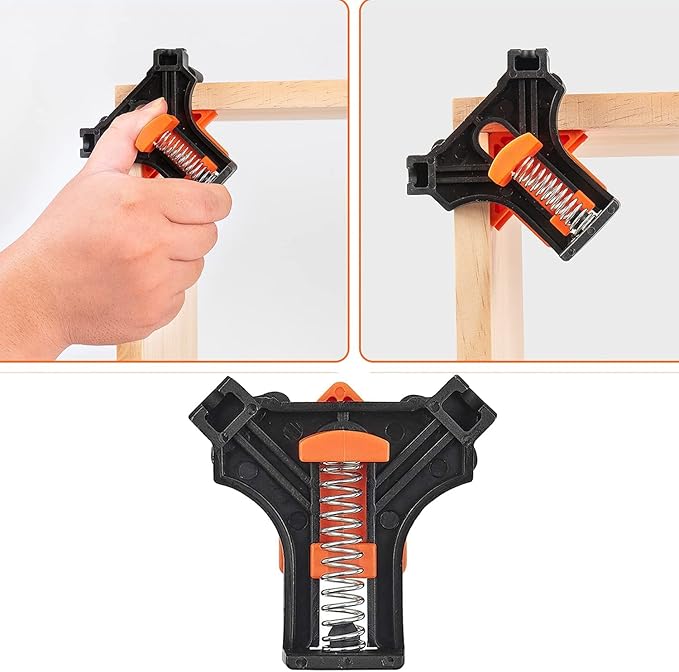 90 Degree Angle Clamps, Woodworking Corner Clip, Right Angle Clip Fixer, Set of 4 Clamp Tool with Adjustable Hand Tools (Blue4)