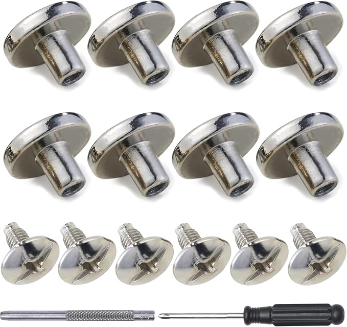 YORANYO 30Sets Chicago Screws Leather Rivets Screw Rivets Metal Studs for Clothing Chicago Binding Screws Spike and Studs for Decorate Repair Shoes Belts Bags Purse Dog Collars Leather Craft (Silver)