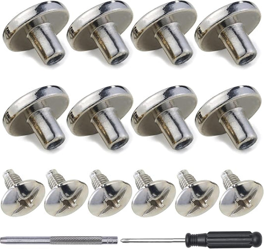 YORANYO 30Sets Chicago Screws Leather Rivets Screw Rivets Metal Studs for Clothing Chicago Binding Screws Spike and Studs for Decorate Repair Shoes Belts Bags Purse Dog Collars Leather Craft (Silver)