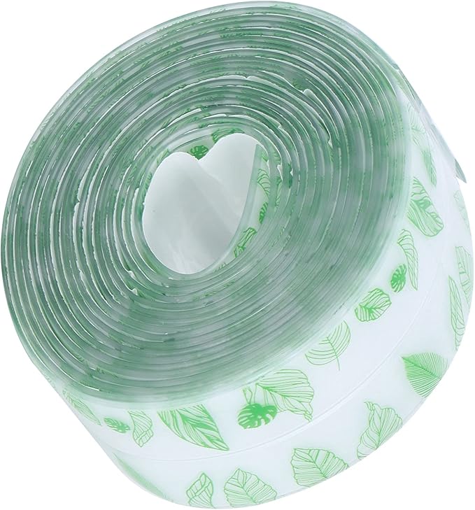 Caulk Tape, Sealing Strip Eco-Friendly PVC for Toilet Walls for Kitchens for Shower Rooms for Bathtubs(Transparent Verdant Green Leaves, Polar Animals)